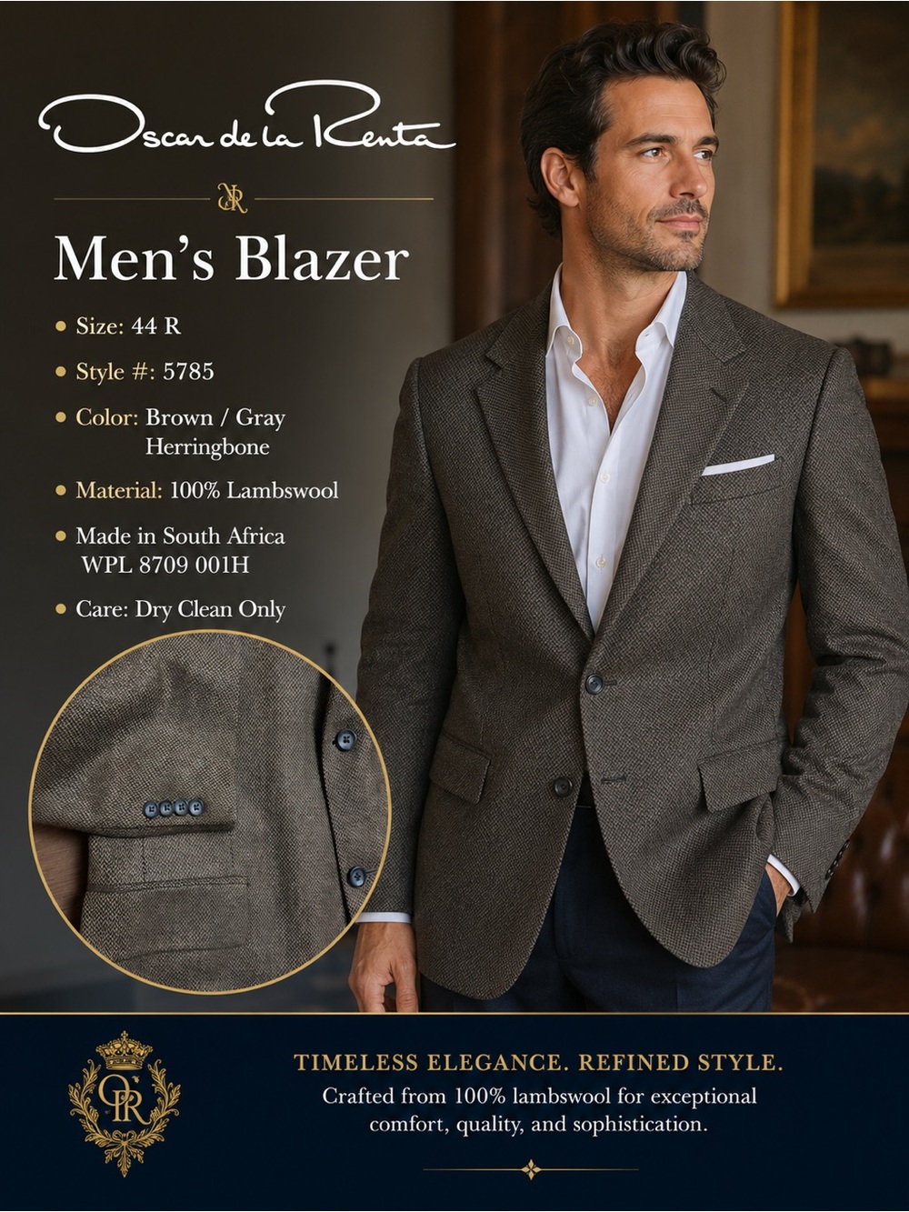 Oscar de la Renta Wool Textured Blazer 2-buttons 44R